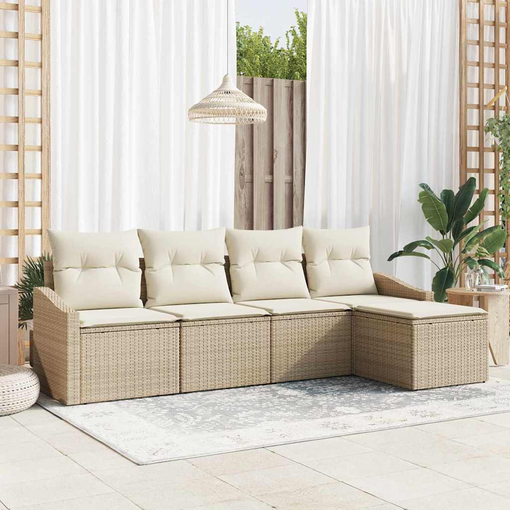 Garten Essgruppe mit Kissen mit Speicher 5 pcs Beige und Creme